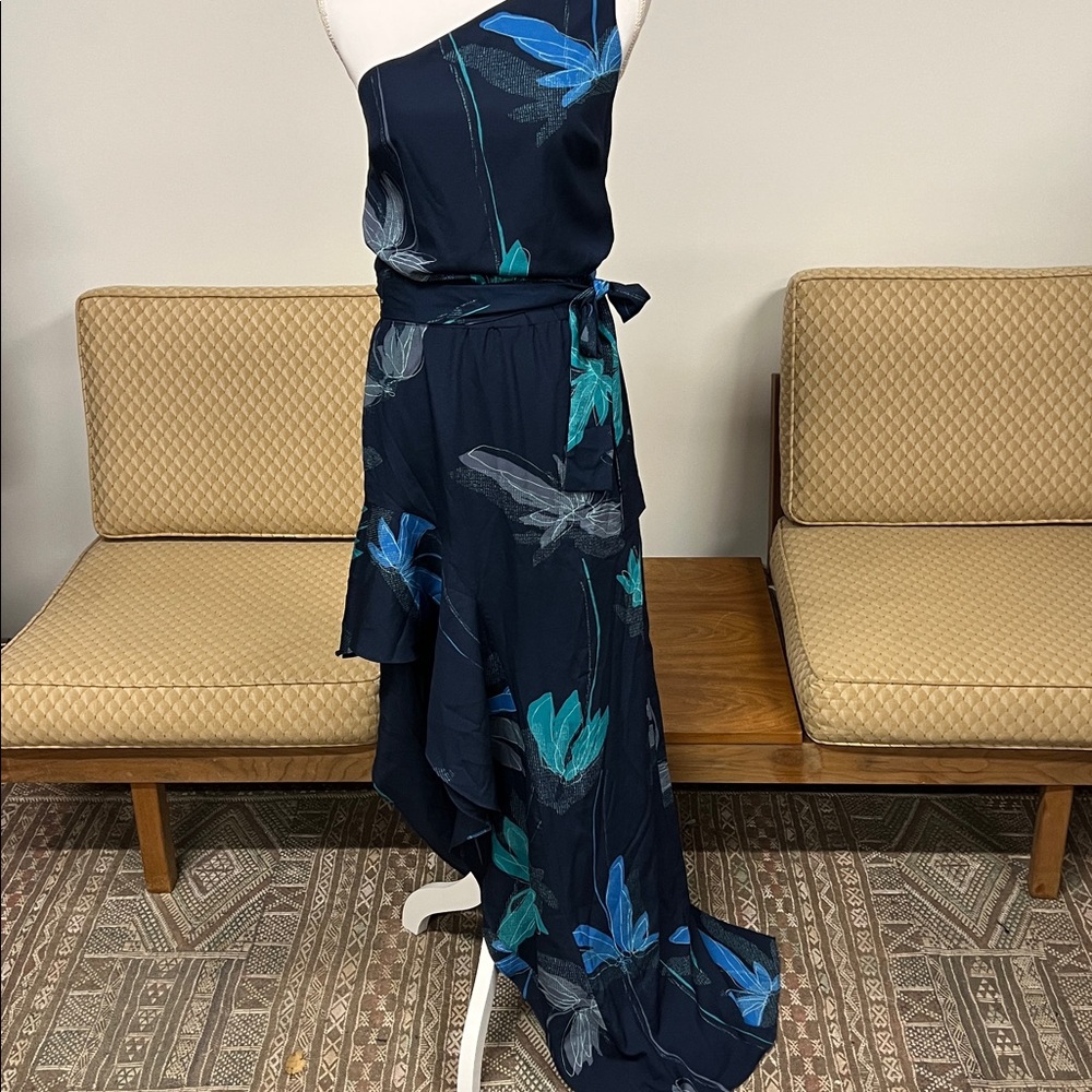 NWT hailstones heritage 1 shoulder ruffle tie waist gown
